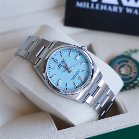 rolex oyster perpetual 36mm turquoise tiffany blue dial|Rolex Oyster Perpetual 41 for sale.